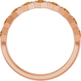 14K Gold Round Natural Citrine Stackable Geometric Ring - Rose Gold - view 2