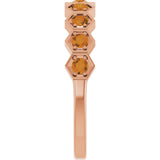 14K Gold Round Natural Citrine Stackable Geometric Ring - Rose Gold - view 4