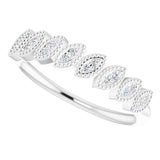 14K Gold Round Natural Diamond Accented Leaf Ring - White Gold - view 5