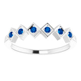 Platinum Round Natural Blue Sapphire Stackable Ring – 1.75mm Stones - view 3