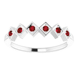 Platinum Round Natural Mozambique Garnet Stackable Ring – 1.75mm Stones - view 3