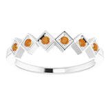 Platinum Round Natural Citrine Stackable Ring - view 3