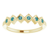 14K Gold Round Natural Alexandrite Stackable Ring - Yellow Gold - view 3