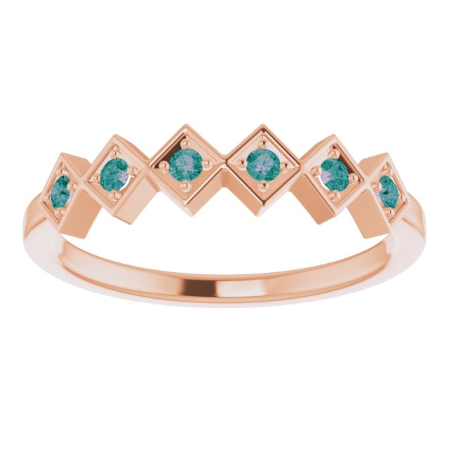 14K Gold Round Natural Alexandrite Stackable Ring - Rose Gold - view 3
