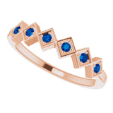 14K Gold Round Natural Blue Sapphire Stackable Ring – 1.75mm Stones - Rose Gold - view 5