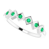 Platinum Round Lab-Grown Emerald Stackable Ring - view 5