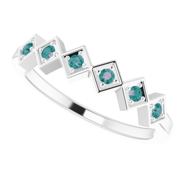 14K Gold Round Natural Alexandrite Stackable Ring - White Gold - view 5