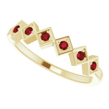 14K Gold Round Natural Mozambique Garnet Stackable Ring – 1.75mm Stones - Yellow Gold - view 5