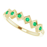 14K Gold Round Lab-Grown Emerald Stackable Ring - Yellow Gold - view 5