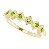 14K Gold Round Natural Peridot Stackable Ring – 1.75mm Stones - Yellow Gold - view 5