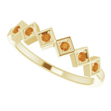 14K Gold Round Natural Citrine Stackable Ring - Yellow Gold - view 5