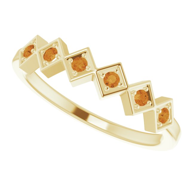 14K Gold Round Natural Citrine Stackable Ring - Yellow Gold - view 5