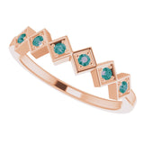 14K Gold Round Natural Alexandrite Stackable Ring - Rose Gold - view 5
