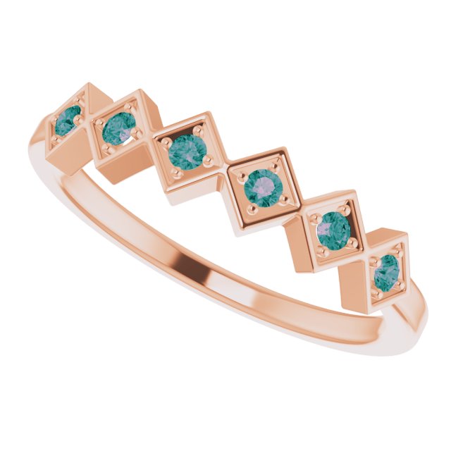 14K Gold Round Natural Alexandrite Stackable Ring - Rose Gold - view 5