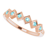 14K Gold Round Natural Blue Zircon Stackable Ring - Rose Gold - view 5