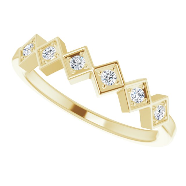 14K Gold Round Natural Diamond Stackable Ring – 1.75mm Stones - Yellow Gold - view 5