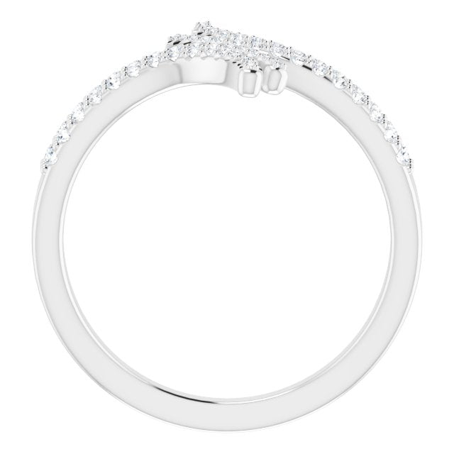 Platinum Round Natural Diamond Bypass Ring – 1/4 CTW - view 2