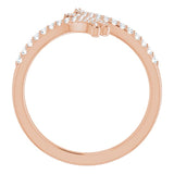 14K Gold Round Natural Diamond Bypass Ring – 1/4 CTW - Rose Gold - view 2