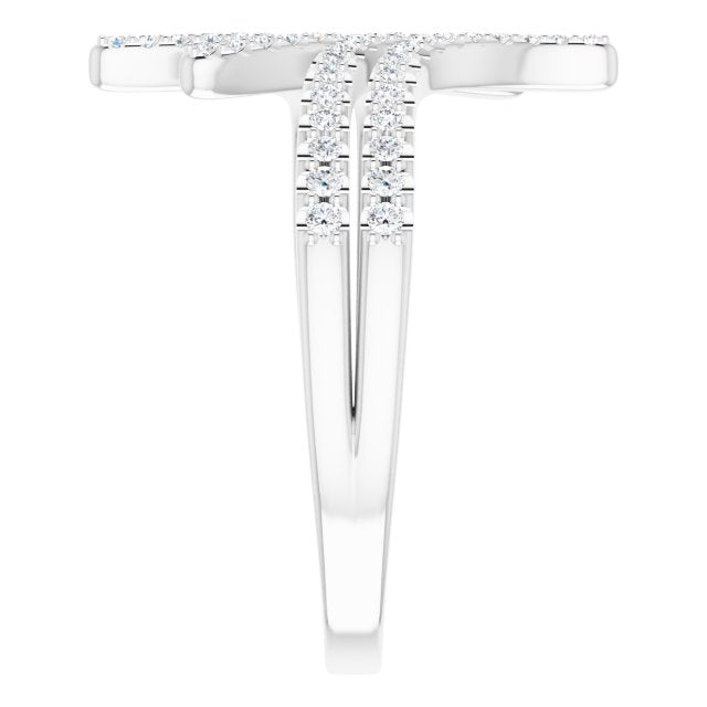 Platinum Round Natural Diamond Bypass Ring – 1/4 CTW - view 4
