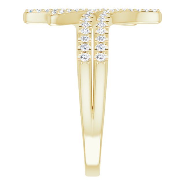 14K Gold Round Natural Diamond Bypass Ring – 1/4 CTW - Yellow Gold - view 4