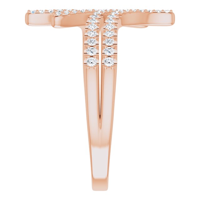 14K Gold Round Natural Diamond Bypass Ring – 1/4 CTW - Rose Gold - view 4