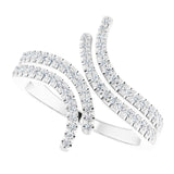 Platinum Round Natural Diamond Bypass Ring – 1/4 CTW - view 5