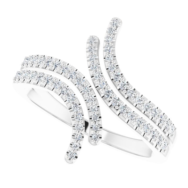 Platinum Round Natural Diamond Bypass Ring – 1/4 CTW - view 5