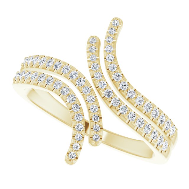 14K Gold Round Natural Diamond Bypass Ring – 1/4 CTW - Yellow Gold - view 5