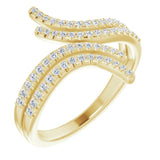 14K Gold Round Natural Diamond Bypass Ring – 1/4 CTW - Yellow Gold
