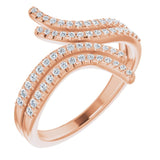 14K Gold Round Natural Diamond Bypass Ring – 1/4 CTW - Rose Gold
