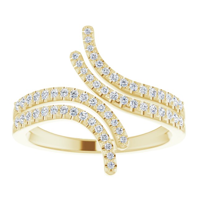 14K Gold Round Natural Diamond Bypass Ring – 1/4 CTW - Yellow Gold - view 3