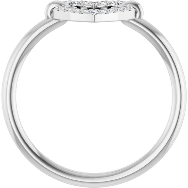 Platinum Round Natural Diamond Heart Ring - view 2
