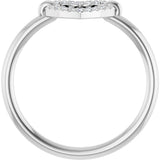 14K Gold Round Natural Diamond Heart Ring – 1mm Stones - White Gold - view 2