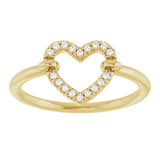 14K Gold Round Natural Diamond Heart Ring – 1mm Stones - Yellow Gold - view 3
