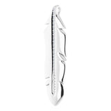 Platinum Round Natural Diamond Accented Feather Pendant - view 2