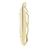 14K Gold Round Natural Diamond Accented Feather Pendant - Yellow Gold - view 2