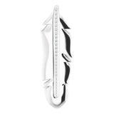 14K Gold Round Natural Diamond Accented Feather Pendant - White Gold