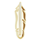 14K Gold Round Natural Diamond Accented Feather Pendant - Yellow Gold
