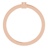 14K Gold Round Natural Diamond Bar Ring – 1.3mm Stones - Rose Gold - view 2