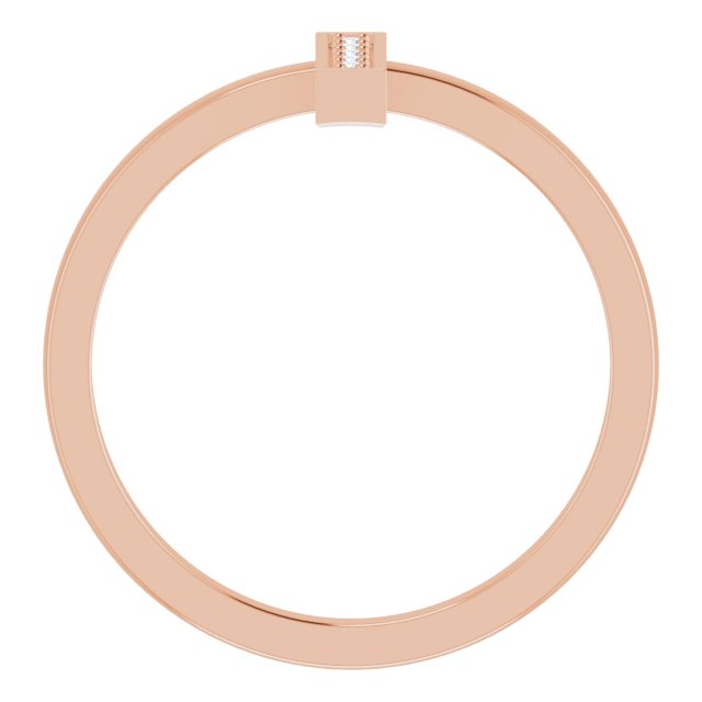 14K Gold Round Natural Diamond Bar Ring – 1.3mm Stones - Rose Gold - view 2