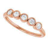14K Gold Round Natural Diamond Five-Stone Bezel-Set Ring - Rose Gold - view 5