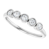 14K Gold Round Natural Diamond Five-Stone Bezel-Set Ring - White Gold - view 5