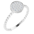 Platinum Round Natural Diamond Beaded Cluster Ring