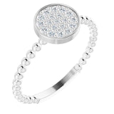 14K Gold Round Natural Diamond Beaded Cluster Ring - White Gold