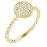 14K Gold Round Natural Diamond Beaded Cluster Ring - Yellow Gold