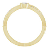 14K Gold Round Natural Diamond Criss-Cross Accented Ring - Yellow Gold - view 2
