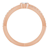 14K Gold Round Natural Diamond Criss-Cross Accented Ring - Rose Gold - view 2