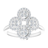 Platinum Round Natural Diamond Clover Ring – 1.5mm Stones - view 3