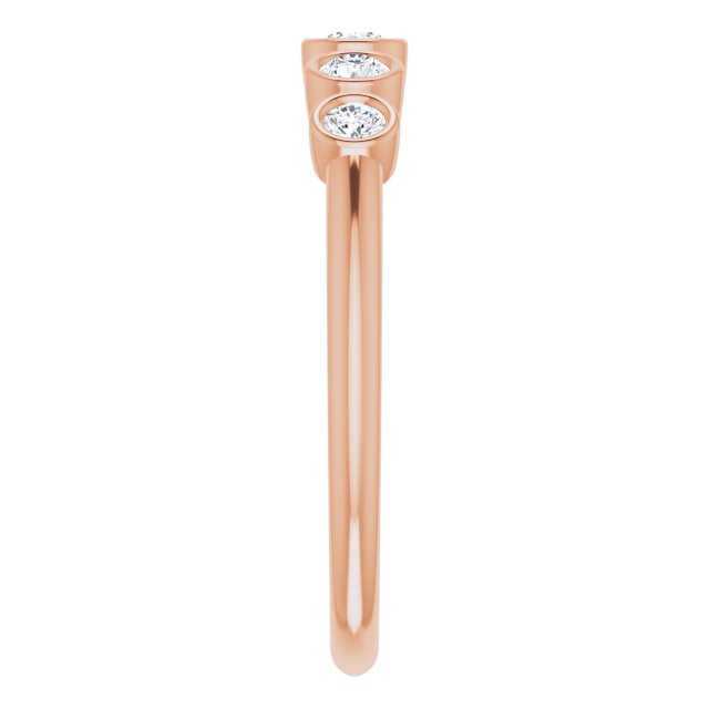 14K Gold Round Natural Diamond Graduated Bezel-Set Ring - Rose Gold - view 4