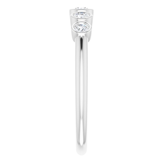 14K Gold Round Natural Diamond Graduated Bezel-Set Ring - White Gold - view 4